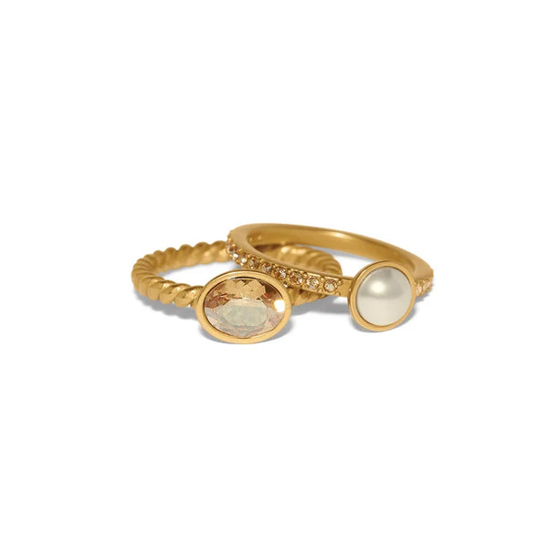 Trust Your Journey Double Pearl Rings