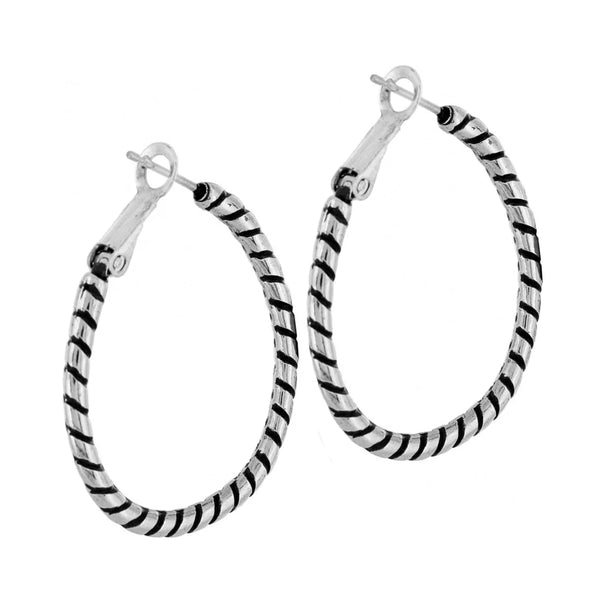 Twist Oval Hoop Charm Earrings