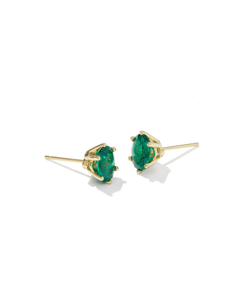 Cailin Crystal Stud Earring in Gold & Green Crystal