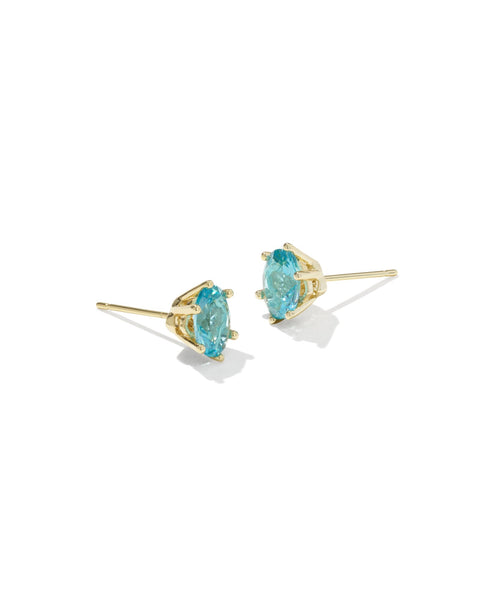 Cailin Crystal Stud Earring in Gold & Aqua Crystal