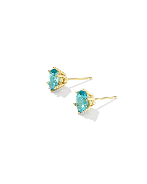 Cailin Crystal Stud Earring in Gold & Aqua Crystal