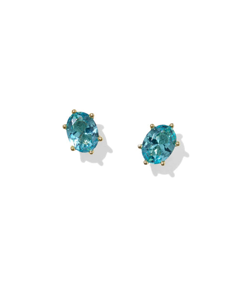 Cailin Crystal Stud Earring in Gold & Aqua Crystal