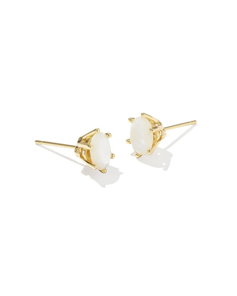 Cailin Crystal Stud Earring in Gold & Ivory Mother of Pearl