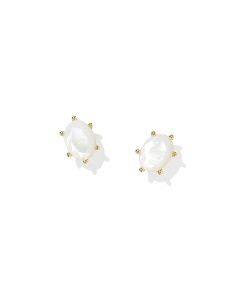Cailin Crystal Stud Earring in Gold & Ivory Mother of Pearl