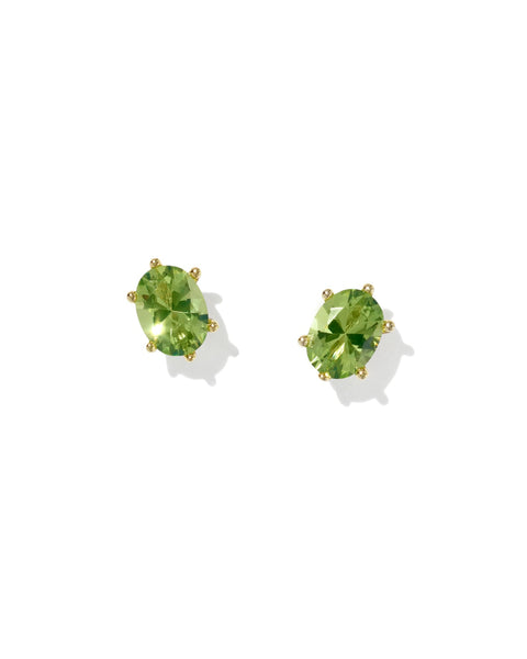Cailin Crystal Stud Earring in Gold & Light Green Crystal