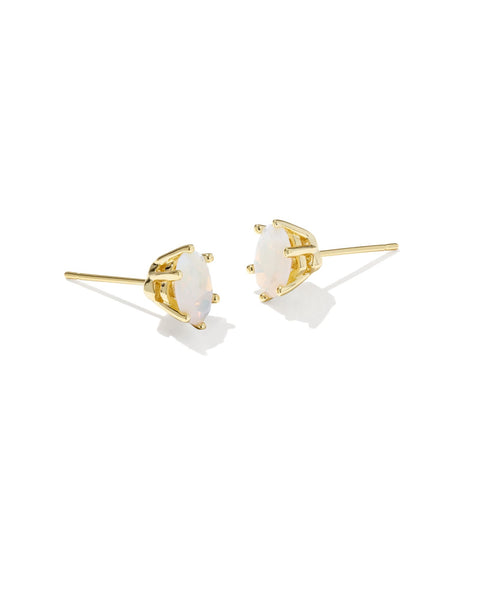 Cailin Crystal Stud Earring in Gold & White Iridescent Crystal