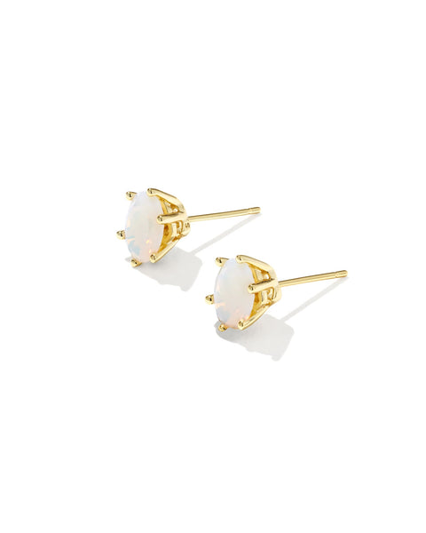 Cailin Crystal Stud Earring in Gold & White Iridescent Crystal