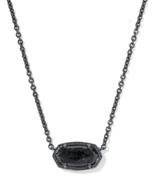 Elisa Boo Short Pendant Necklace in Black Granite
