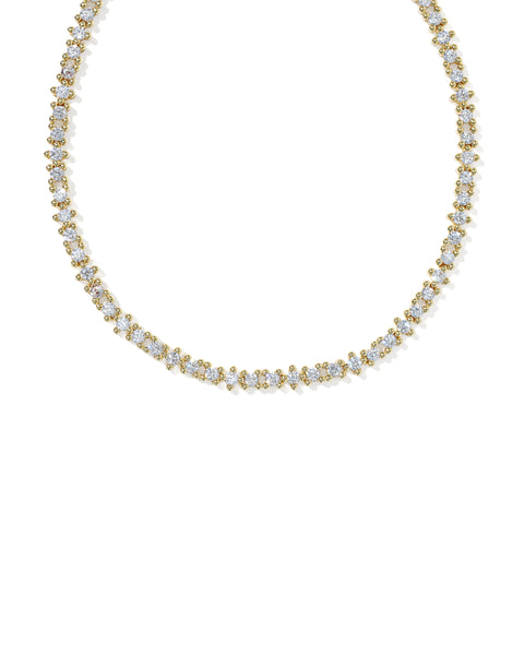 Fate Tennis Necklace in Gold & White CZ