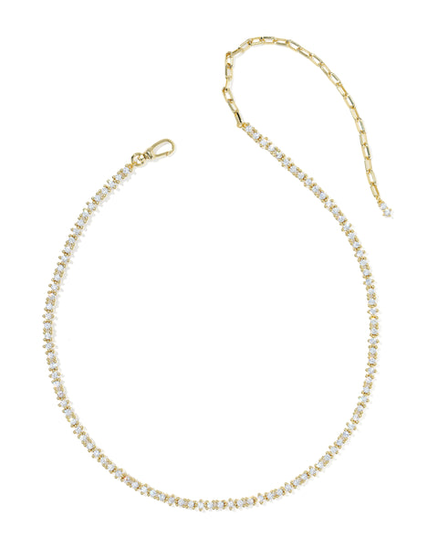 Fate Tennis Necklace in Gold & White CZ