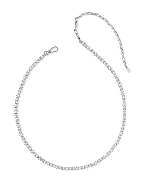 Fate Tennis Necklace in Silver & White CZ