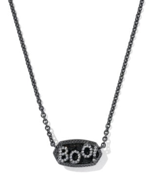 Elisa Boo Short Pendant Necklace in Black Granite