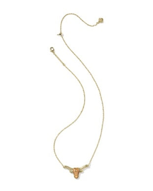 Longhorn Short Pendant Necklace in Gold & Orange