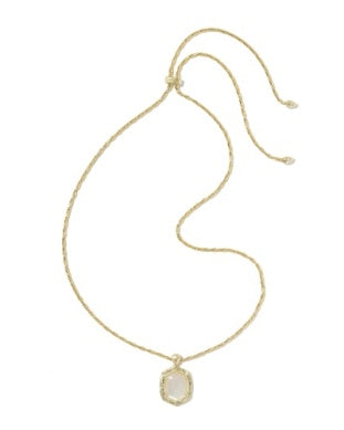 Tiger Striped Daphne Long Necklace in Gold & Natural Mother of Pearl