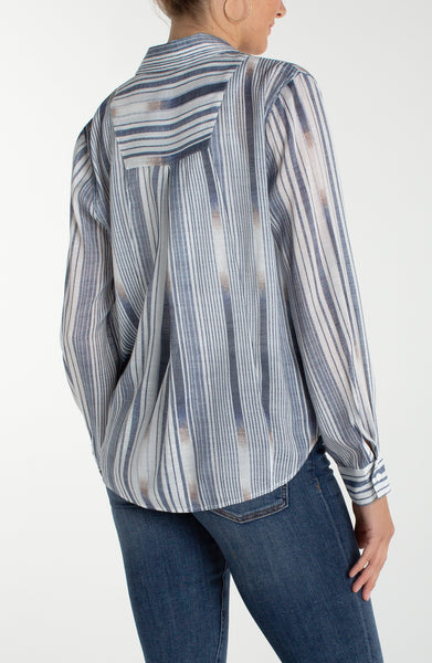 Long Sleeve Button Front Woven Shirt