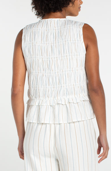 Smocked Tie Front Top
