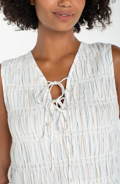 Smocked Tie Front Top