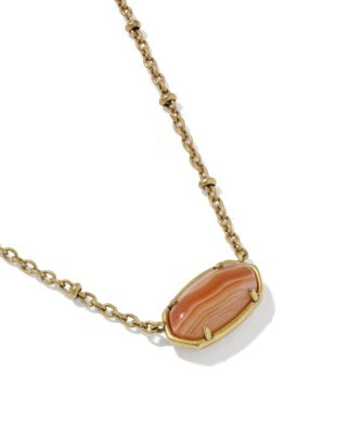 Tiger Striped Elisa Necklace in Vintage Gold & Orange Banded Agate
