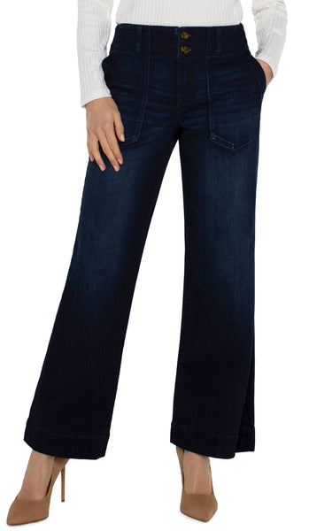 Patch Pocket Wide Leg Jeans
