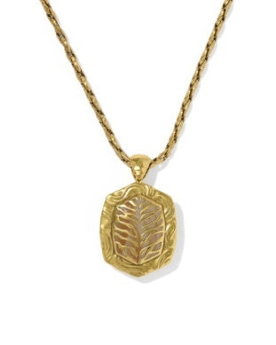 Tiger Striped Daphne Long Necklace in Vintage Gold & Orange Banded Agate