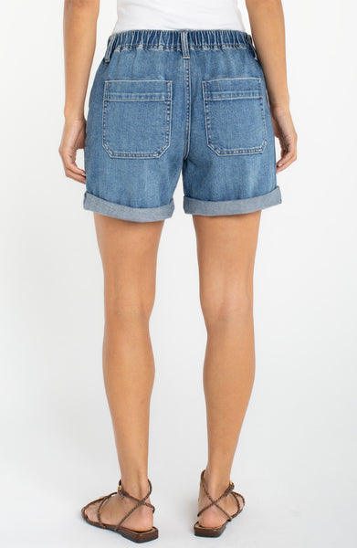 Elastic Back Rolled Cuff Shorts