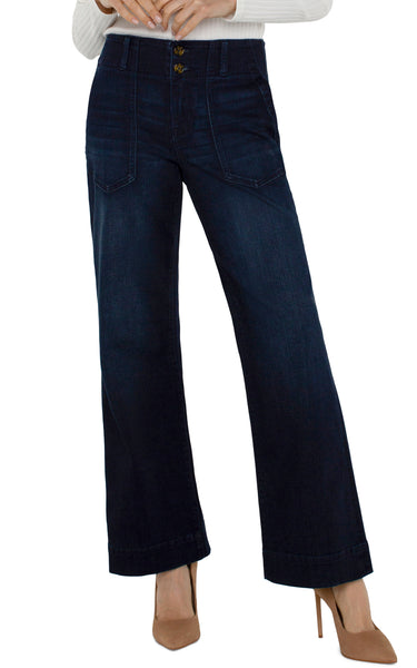 Patch Pocket Wide Leg Jeans
