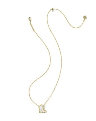 Drill Team Boot Pendant Necklace in Gold & Ivory Mother of Pearl