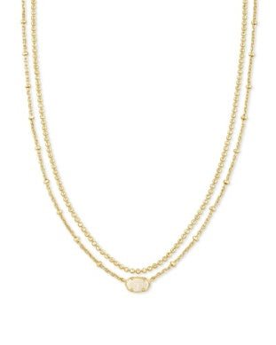 Kendra Scott Emilie Multi Strand Necklace in Gold Iridescent Drusy