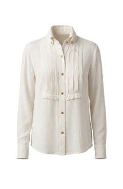 Long Sleeve Tuxedo Woven Blouse