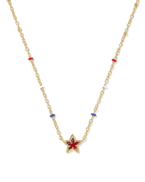 Kendra Scott Mini Cassidy Short Pendant Necklace in Gold & Red Illusion