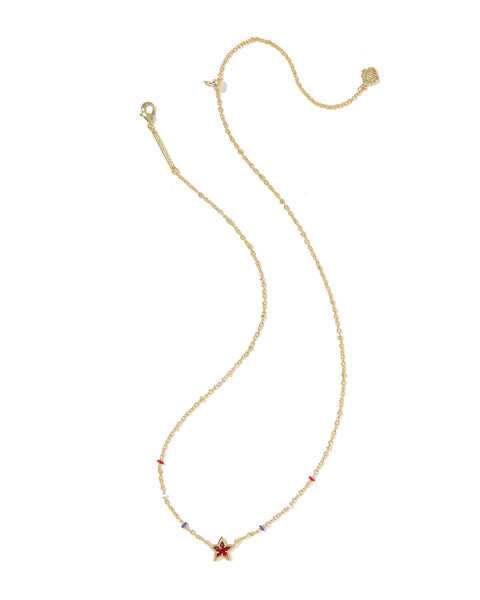 Kendra Scott Mini Cassidy Short Pendant Necklace in Gold & Red Illusion