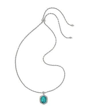 Tiger Stripes Daphne Long Necklace in Silver & Blue Marble