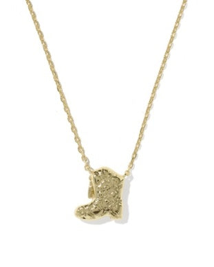 Drill Team Boot Pendant Necklace in Gold & Ivory Mother of Pearl