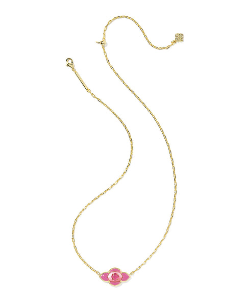 Kendra Scott Abbie Medallion Short Pendant Necklace in Gold & Hot Pink Mix