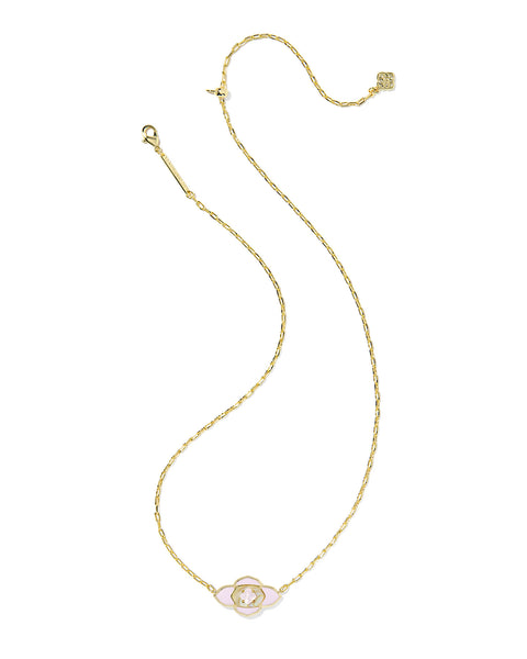 Kendra Scott Abbie Medallion Short Pendant Necklace in Gold & Pink Mix