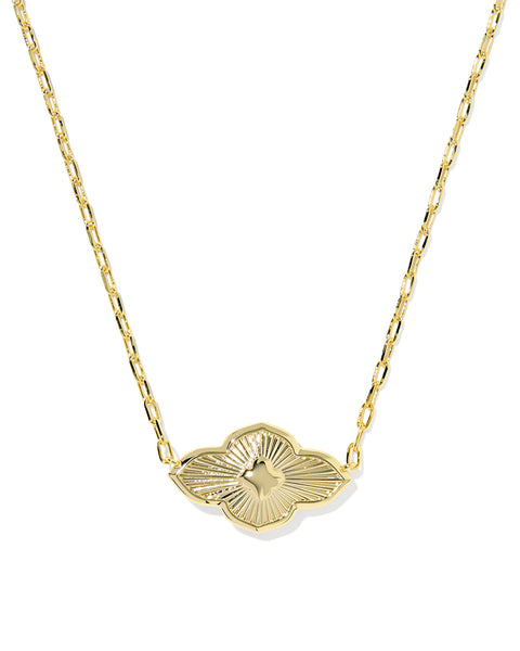 Kendra Scott Abbie Medallion Short Pendant Necklace in Gold & Pink Mix