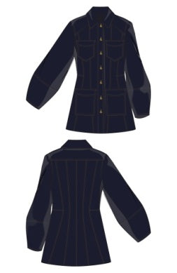Lantern Sleeve Denim Jacket