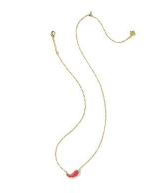 Chili Pepper Pendant Necklace in Gold & Red Vermill Magnesite