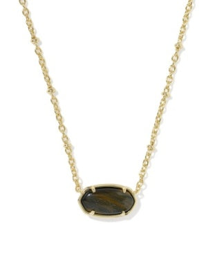 Tiger Striped Elisa Necklace in Gold & Dark Brown Hawkeye