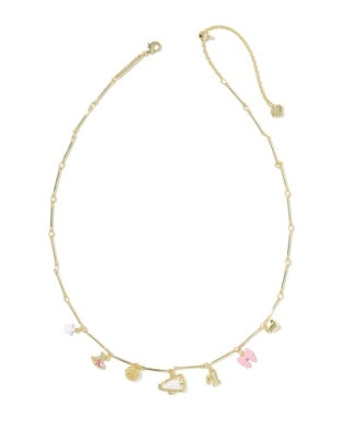 Cheer Charm Necklace in Gold & Pink/White Mix