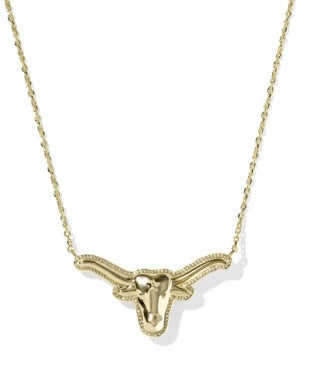Longhorn Short Pendant Necklace in Gold & Orange
