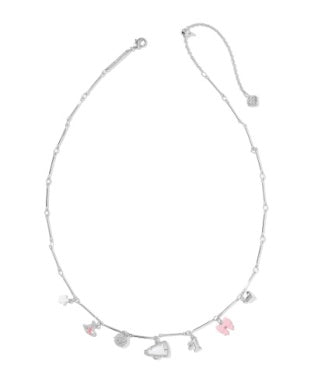 Cheer Charm Necklace in Silver & Pink/White Mix