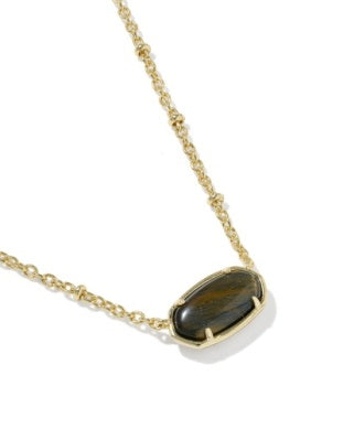 Tiger Striped Elisa Necklace in Gold & Dark Brown Hawkeye