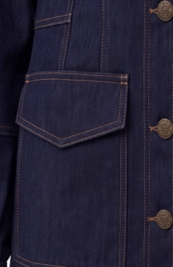 Lantern Sleeve Denim Jacket
