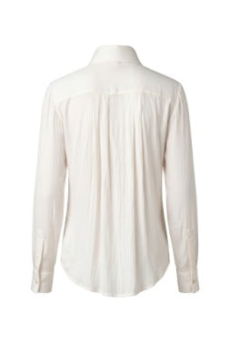 Long Sleeve Tuxedo Woven Blouse