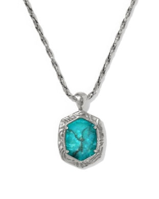 Tiger Stripes Daphne Long Necklace in Silver & Blue Marble