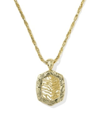 Tiger Striped Daphne Long Necklace in Gold & Dark Brown Hawkeye