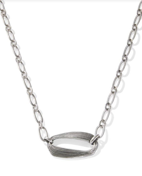 Kendra Scott Kira Short Pendant Necklace in Vintage Silver Metal