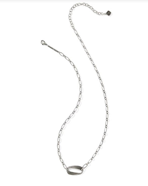 Kendra Scott Kira Short Pendant Necklace in Vintage Silver Metal