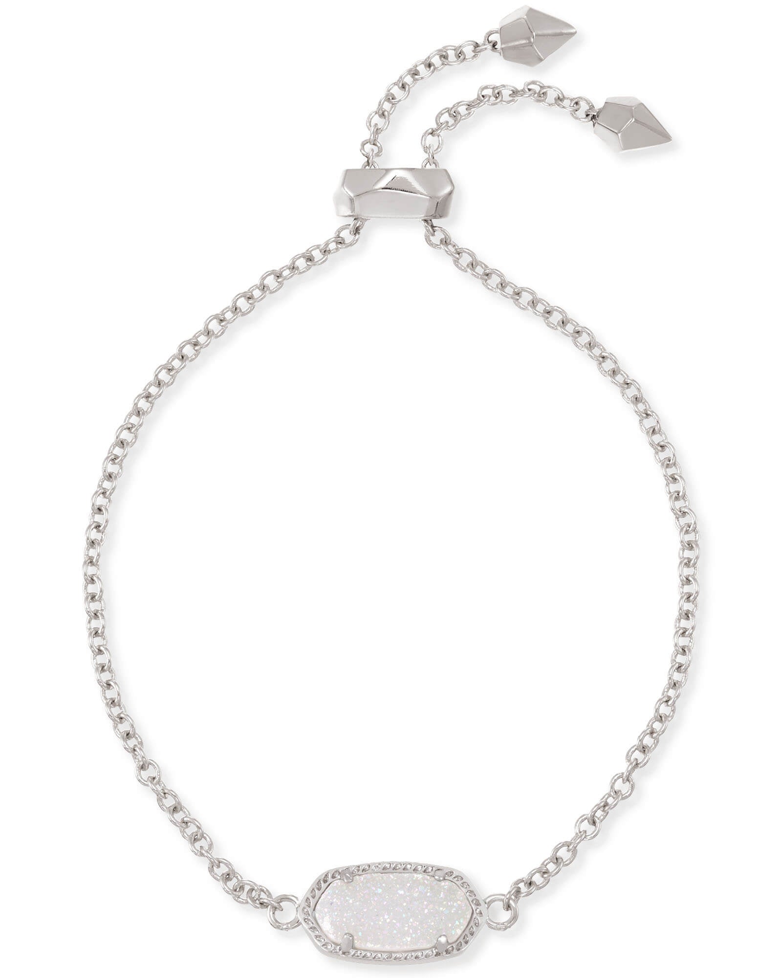 Kendra Scott Elaina Silver Adjustable Chain Bracelet in Iridescent Drusy